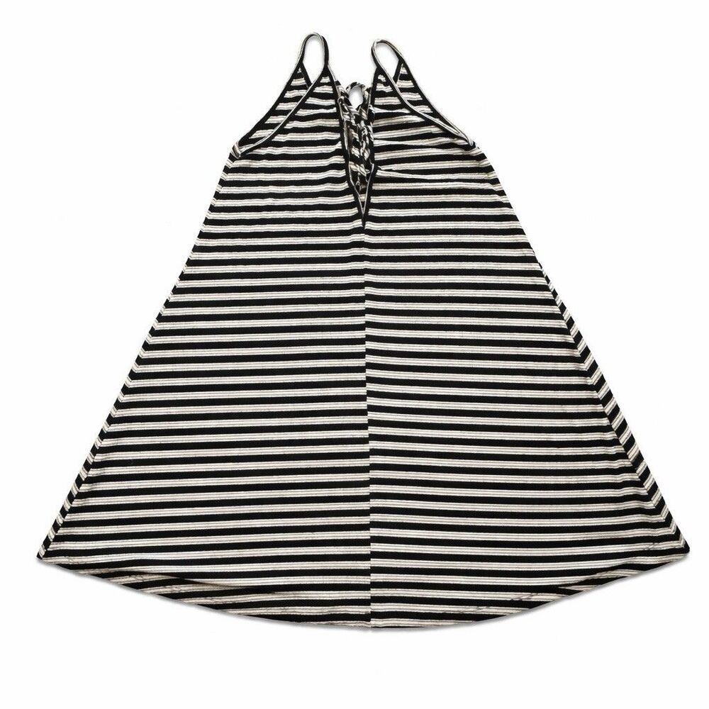 Lush Womens Small Striped Halter Top Lace Up A-Line Stretch Tank - Picture 5 of 7